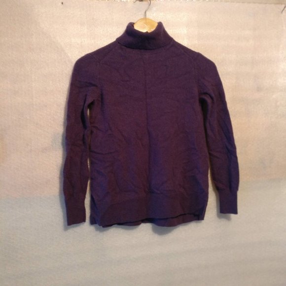 Turtleneck Cashmere Wool blend ribbed knit sweater, purple turtleneck sweater XS - Picture 2 of 9